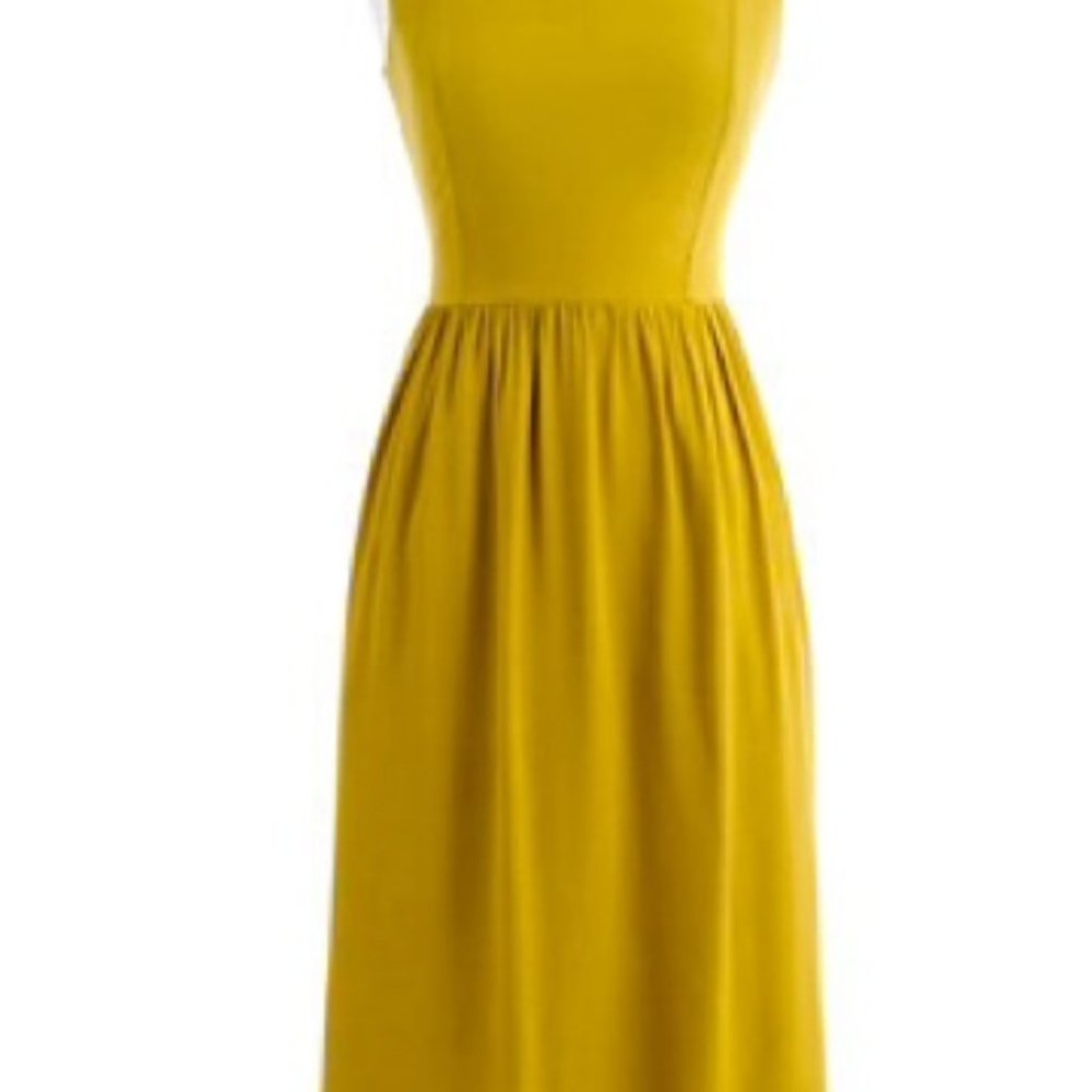 J. Crew Sleeveless Dress Mustard Yellow Fit And Flair Size 6